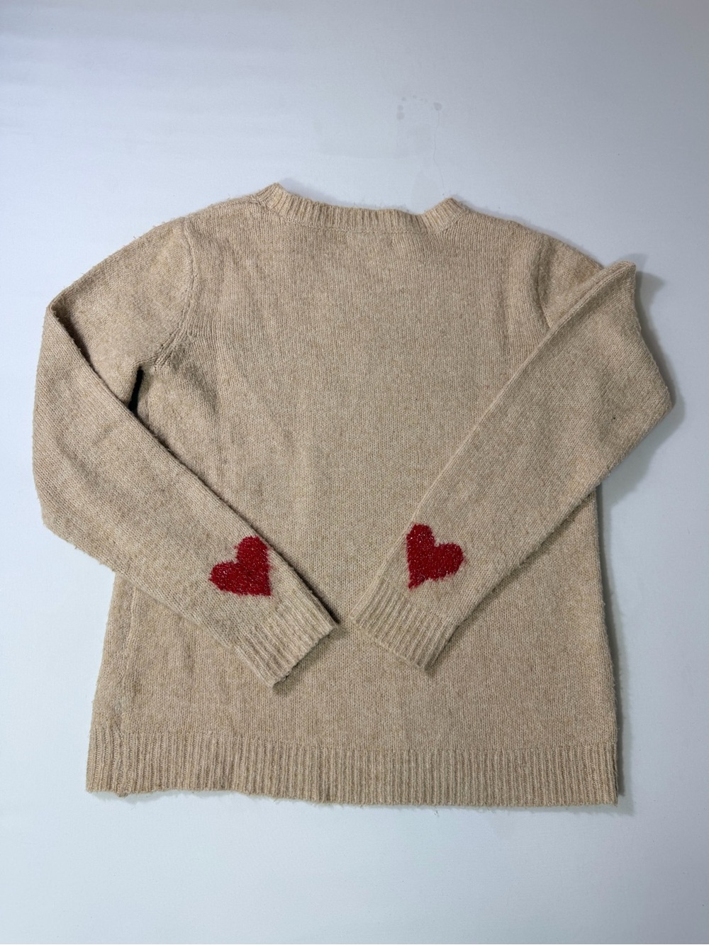 Cupcakes And Cashmere Cream Beige Red Heart Sweater Womens Size Small - Picture 5 of 5